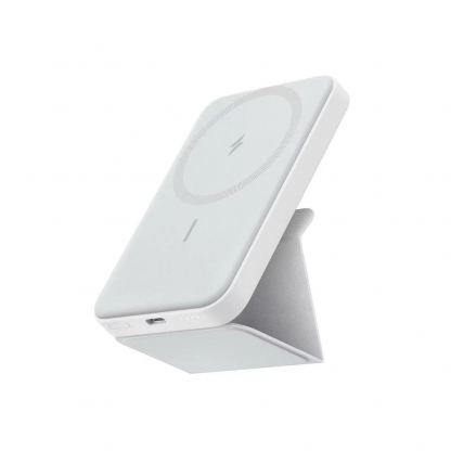 Anker 622 Magnetic Battery MagGo, 5000 mAh - сгъваема външна батерия с USB-C порт и безжично зареждане с MagSafe (бял)  