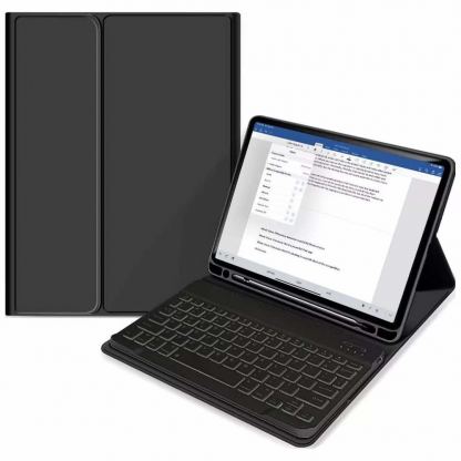 Tech-Protect SC Pen Case and Bluetooth Keyboard - кожен калъф и безжична блутут клавиатура за iPad Air 5 (2022), iPad Air 4 (2020) (черен)
