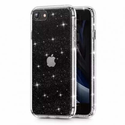 Tech-Protect Glitter TPU Clear Case - силиконов (TPU) калъф за iPhone SE (2022), iPhone SE (2020), iPhone 8, iPhone 7 (прозрачен)