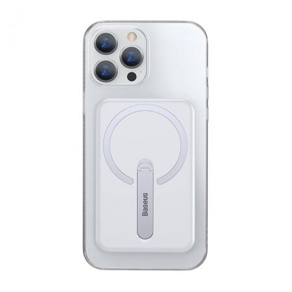 Baseus Crystal Magnetic Glass Case With a Bracket - хибриден удароустойчив кейс с MagSafe и вградена поставка за iPhone 13 Pro Max (прозрачен)