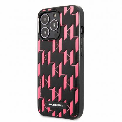 Karl Lagerfeld Monogram Plaque Case - дизайнерски кожен кейс за iPhone 13 Pro (черен)