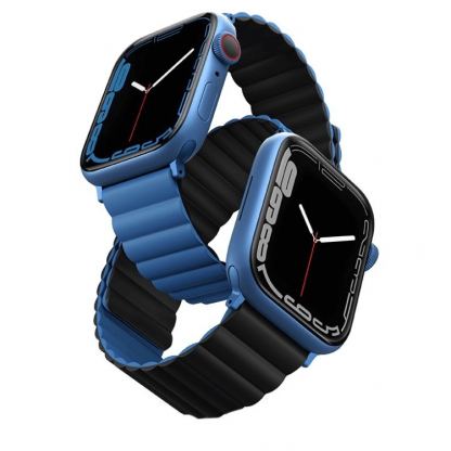 Uniq Revix Silicone Magnetic Strap - двулицевва магнитна силиконова каишка за Apple Watch 42мм, 44мм, 45мм (син-черен)