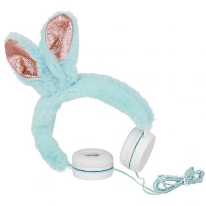 Gjby Plush Rabbit Kids On-Ear Headphones - слушалки подходящи за деца за мобилни устройства (син)