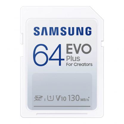 Samsung SDXC Card EVO Plus 64GB (клас 10) - SDXC карта памет за мобилни устройства (подходяща за фотоапарати и камери)