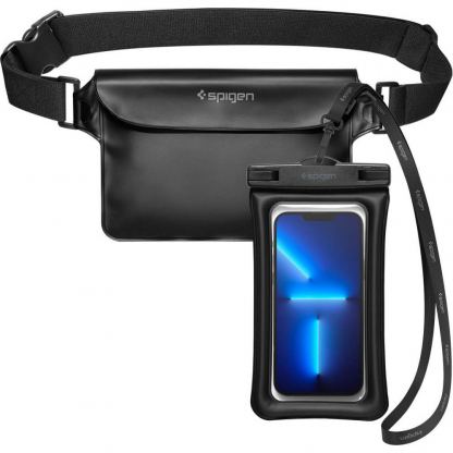 Spigen A621 Waterproof Wrist Bag with Phone Case IPX8 - водонепромокаема чанта с презрамка и водонепромокаем калъф за телефон (черен)