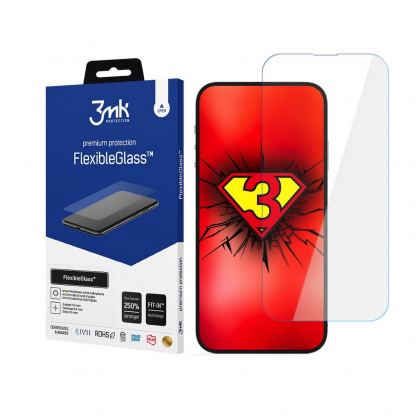 3mk FlexibleGlass Screen Protector - хибридно стъклено защитно покритие за дисплея на iPhone 14, iPhone 14 Pro (прозрачен)