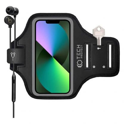 Tech-Protect M2 Universal Sports Armband - универсален неопренов спортен калъф за ръка за iPhone, Samsung, Huawei и други (черен)