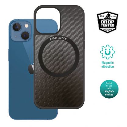 4smarts Carbon Case With UltiMag - удароустойчив кейс с карбоново покритие и MagSafe за iPhone 14 (черен)