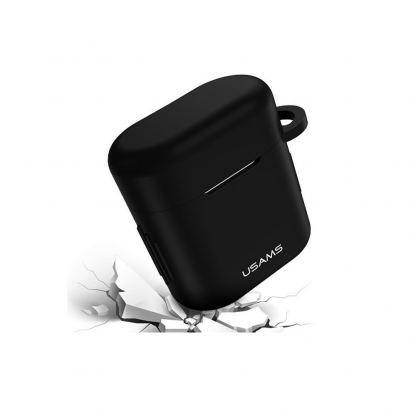USAMS Silicone Case - силиконов калъф с карабинер за Huawei Freebuds 2, Freebuds 2 Pro (черен)