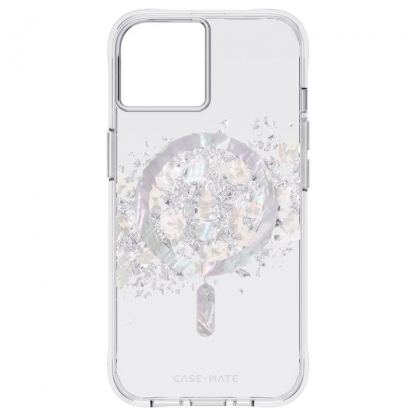 CaseMate Karat Touch MagSafe Case - дизайнерси удароустойчив кейс с истински перлени и MagSafe за iPhone 14 (прозрачен)