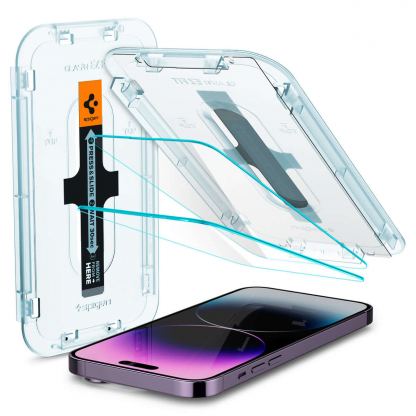 Spigen Glas.tR EZ Fit Tempered Glass - калено стъклено защитно покритие за дисплея на iPhone 14 Pro (прозрачен) (2 броя)