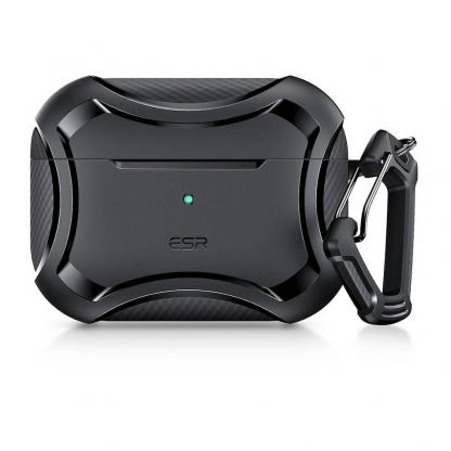 ESR AirPods Pro Cyber Armor Halolock MagSafe Case - силиконов удароустойчив калъф с карабинер съвместим с MagSafe за Apple AirPods Pro 2, AirPods Pro (черен)