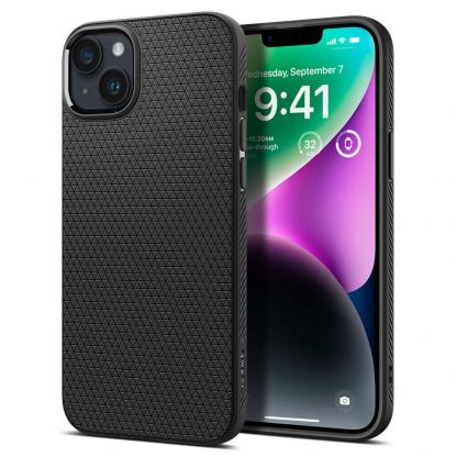 Spigen Liquid Air Case - силиконов (TPU) калъф с висока степен на защита за iPhone 14 Plus (черен)