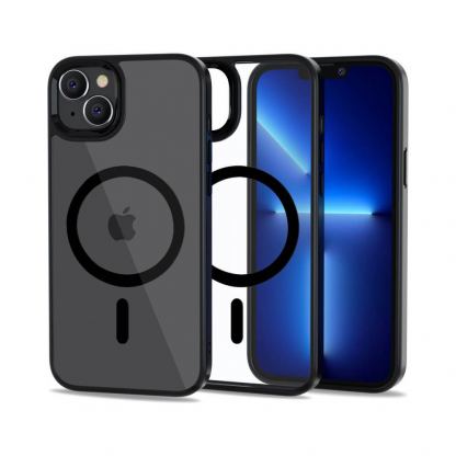 Tech-Protect MagMat MagSafe Case - хибриден удароустойчив кейс с MagSafe за iPhone 14 Plus (черен-прозрачен)