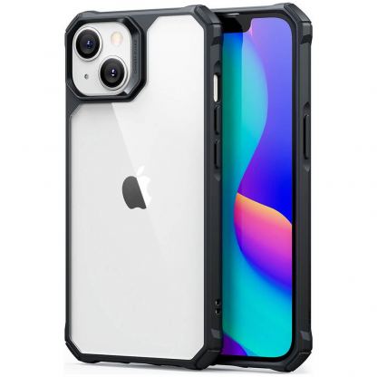 ESR Air Armor Case - хибриден удароустойчив кейс за iPhone 14, iPhone 13 (черен-прозрачен)