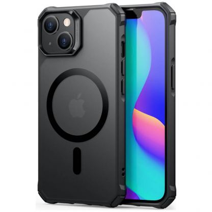 ESR Air Armor HaloLock MagSafe Case - хибриден удароустойчив кейс с MagSafe за iPhone 14 Plus (черен-мат)