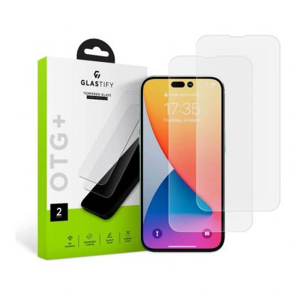 Glastify OTG Plus 2.5D Tempered Glass 2 Pack - 2 броя калени стъклени защитни покрития за дисплея на iPhone 14 Pro (прозрачен)