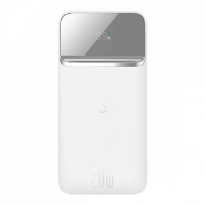 Baseus Magnetic Wireless Quick Charging Power Bank 10000 mAh (PPMT-02) - преносима външна батерия с USB-C порт, USB-A изход и безжично зареждане с MagSafe (бял)