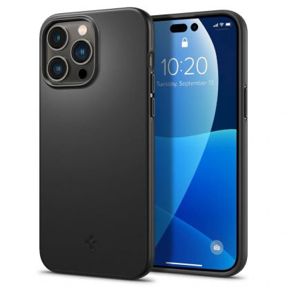 Spigen Thin Fit Case - качествен тънък матиран кейс за iPhone 14 Pro Max (черен)