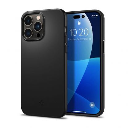 Spigen Thin Fit Case - качествен тънък матиран кейс за iPhone 14 Pro (черен)