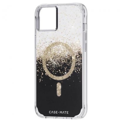 CaseMate Karat Onyx MagSafe Case - дизайнерски удароустойчив кейс със златни нишки и MagSafe за iPhone 14 Plus (прозрачен)