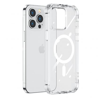 Joyroom Magnetic Defender Series Magsafe Case - хибриден удароустойчив кейс с вградена поставка за iPhone 14 Pro Max (прозрачен)