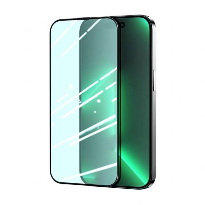 Joyroom Knight Green Tempered Glass with Anti Blue Light (JR-G01) - калено стъклено защитно покритие със защитен филтър за дисплея на iPhone 14 (черен-прозрачен)