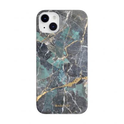 Mageasy Marble Case - дизайнерски хибриден удароустойчив кейс за iPhone 14 Plus (син) 