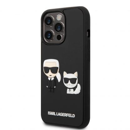 Karl Lagerfeld Karl and Choupette 3D Case - дизайнерски кейс с висока защита за iPhone 14 Pro (черен)