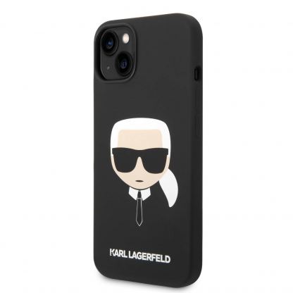 Karl Lagerfeld Liquid Silicone Karl Head Case - дизайнерски силиконов кейс за iPhone 14 (черен)