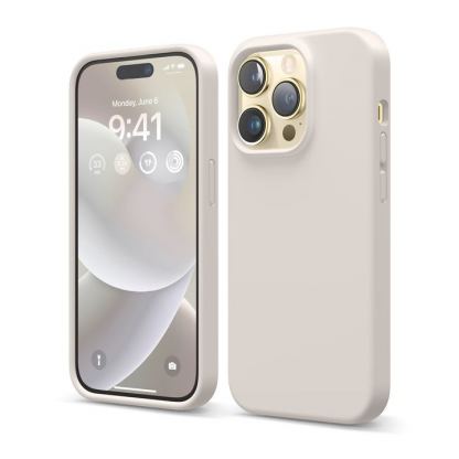 Elago Soft Silicone Case - силиконов (TPU) калъф за iPhone 14 Pro (бежов)