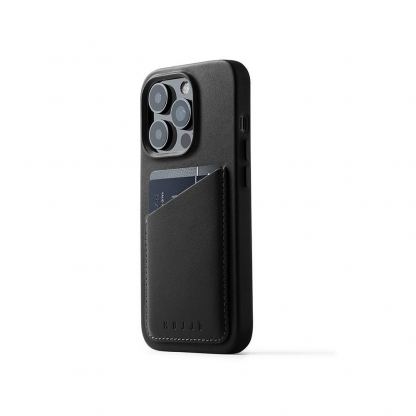 Mujjo Leather Wallet  Case - премиум кожен кейс с джоб за кредитна карта за iPhone 14 Pro Max (черен)