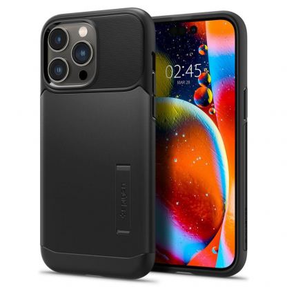 Spigen Slim Armor Case - хибриден кейс с висока степен на защита за iPhone 14 Pro Max (черен)