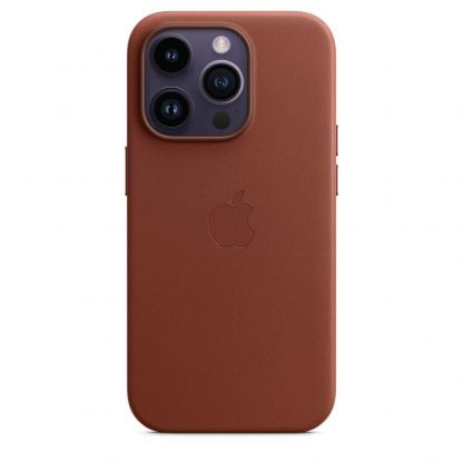Apple iPhone Leather Case with MagSafe - оригинален кожен кейс (естествена кожа) с MagSafe за iPhone 14 Pro Max (черен)