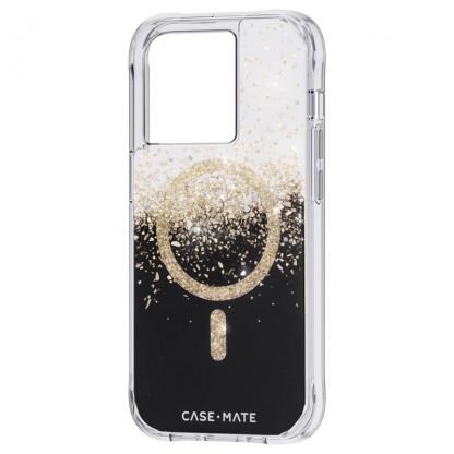 CaseMate Karat Onyx MagSafe Case - дизайнерски удароустойчив кейс със златни нишки и MagSafe за iPhone 14 (прозрачен)