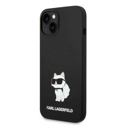 Karl Lagerfeld Liquid Silicone Choupette NFT Case - дизайнерски силиконов кейс за iPhone 14 (черен)