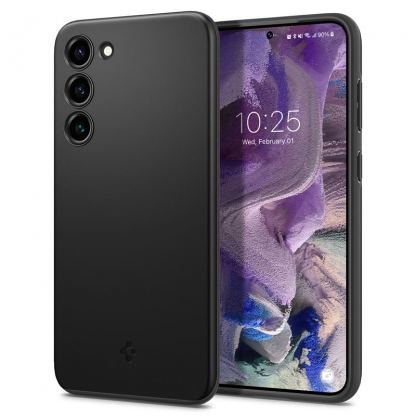 Spigen Thin Fit Case - качествен тънък матиран кейс за Samsung Galaxy S23 (черен)