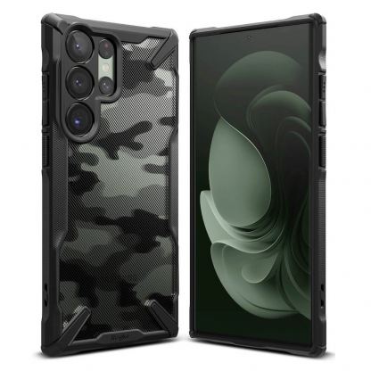 Ringke Fusion X Case - хибриден удароустойчив кейс за Samsung Galaxy S23 Ultra (черен-камуфлаж)