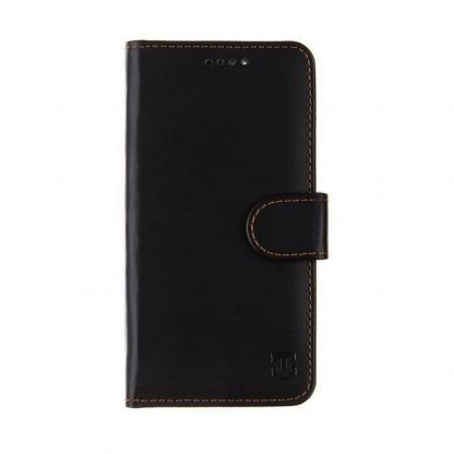 Tactical Field Notes Leather Flip Case - кожен калъф, тип портфейл с поставка и отделение за кр. карти за iPhone 15 Pro (черен)