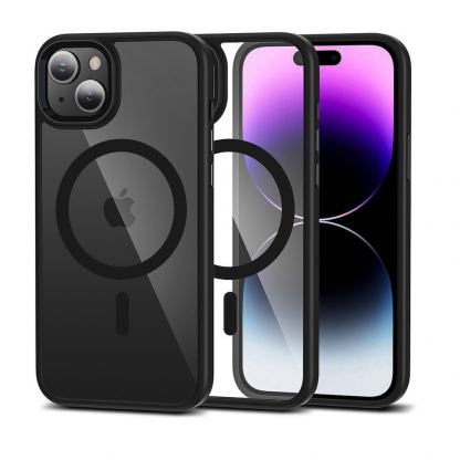 Tech-Protect MagMat MagSafe Case - хибриден удароустойчив кейс с MagSafe за iPhone 15 (черен-прозрачен)