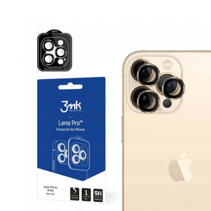 3MK Lens Pro Tempered Glass Lens Protector - предпазни стъклени лещи за камерата на iPhone 15 Pro (златист)