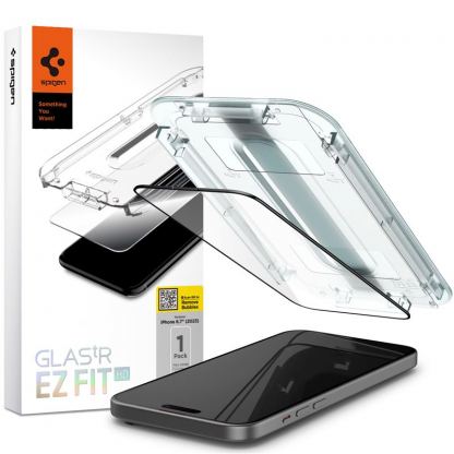 Spigen Glas.tR EZ Fit Full Cover Tempered Glass - стъклено защитно покритие за дисплея на iPhone 15 Plus (черен-прозрачен)