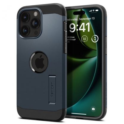 Spigen Tough Armor MagSafe Case - хибриден кейс с най-висока степен на защита с MagSafe за iPhone 15 Pro Max (тъмносин)