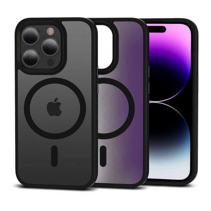 Tech-Protect MagMat MagSafe Case - хибриден удароустойчив кейс с MagSafe за iPhone 15 Pro Max (черен-мат)