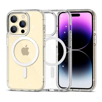 Tech-Protect Flexair Glitter Hybrid MagSafe Case - хибриден удароустойчив кейс с MagSafe за iPhone 15 Pro Max (прозрачен)