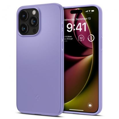Spigen Thin Fit Case - качествен тънък матиран кейс за iPhone 15 Pro (лилав)