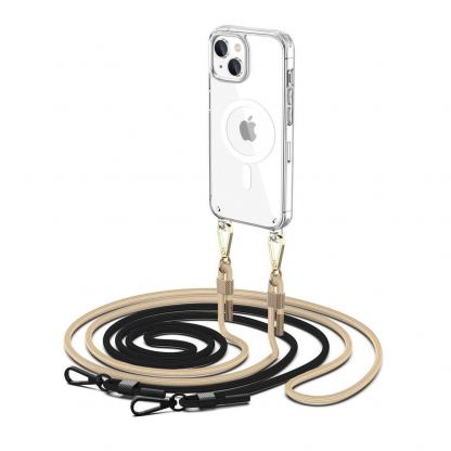 Tech-Protect Flexair Chain MagSafe Hybrid Case - хибриден удароустойчив кейс с MagSafe с връзка за носене за iPhone 15 (прозрачен) 