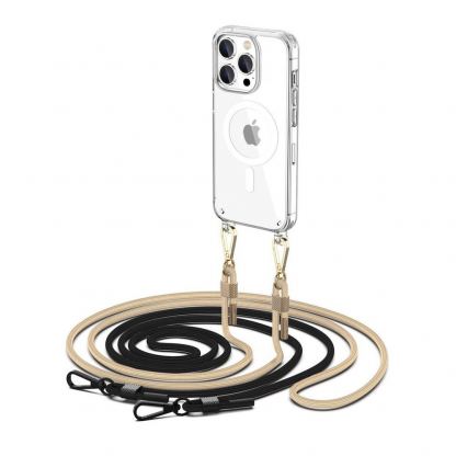 Tech-Protect Flexair Chain MagSafe Hybrid Case - хибриден удароустойчив кейс с MagSafe с връзка за носене за iPhone 15 Pro (прозрачен) 