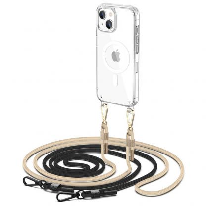 Tech-Protect Flexair Chain MagSafe Hybrid Case - хибриден удароустойчив кейс с MagSafe с връзка за носене за iPhone 15 Plus, iPhone 14 Plus (прозрачен) 