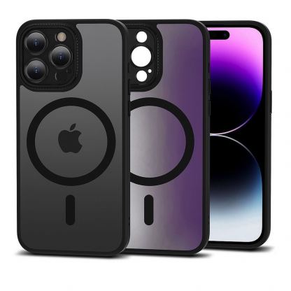 Tech-Protect MagMat Cam Plus MagSafe Case - хибриден удароустойчив кейс с MagSafe за iPhone 15 Pro (черен-мат)